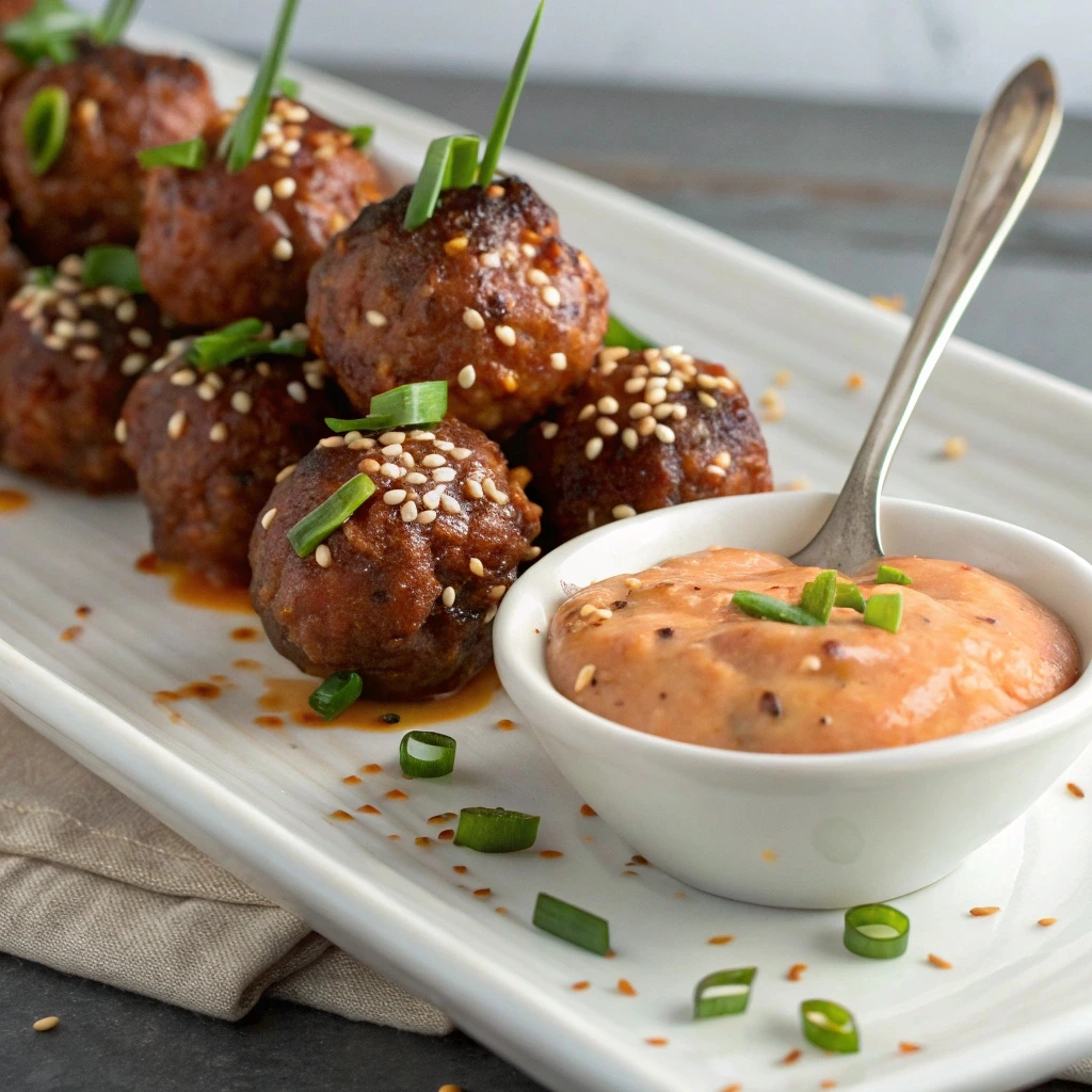 Irresistible Korean BBQ Meatballs with Spicy Mayo Dip Recipe
